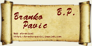 Branko Pavić vizit kartica